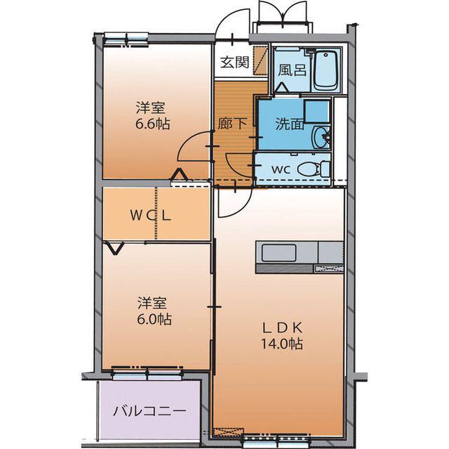 メルヴェール(2LDK/2階)の間取り写真