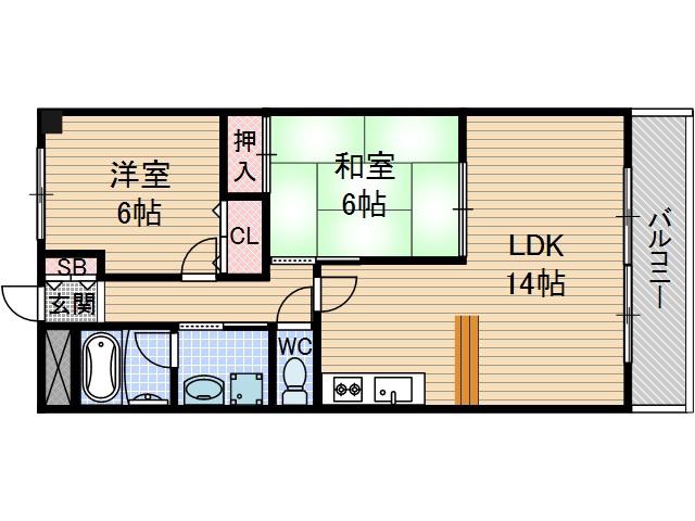 メゾンアトラ(2LDK/2階)の間取り写真