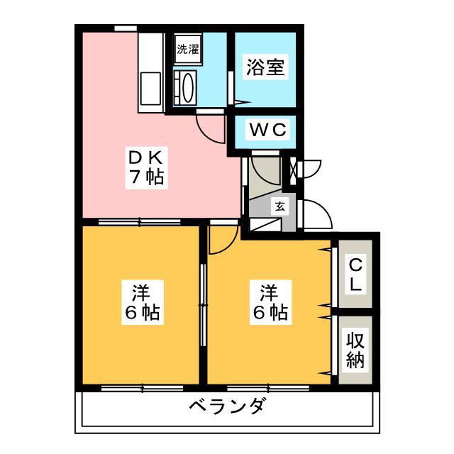 ファインコーポ21(2DK/2階)の間取り写真