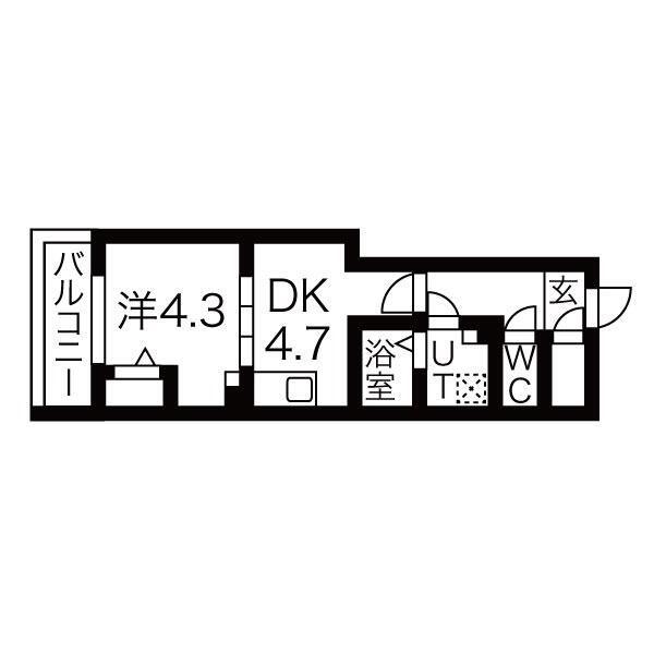 ルネサンスコート祐天寺(1DK/2階)の間取り写真