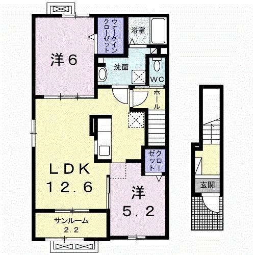マンダリンダックII(2LDK/2階)の間取り写真