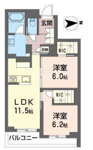 日暮里・舎人ライナー 谷在家駅 徒歩4分 3階建 新築(2LDK/2階)の間取り写真
