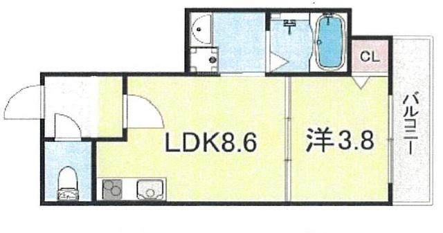GRANDIR堺(1LDK/2階)の間取り写真