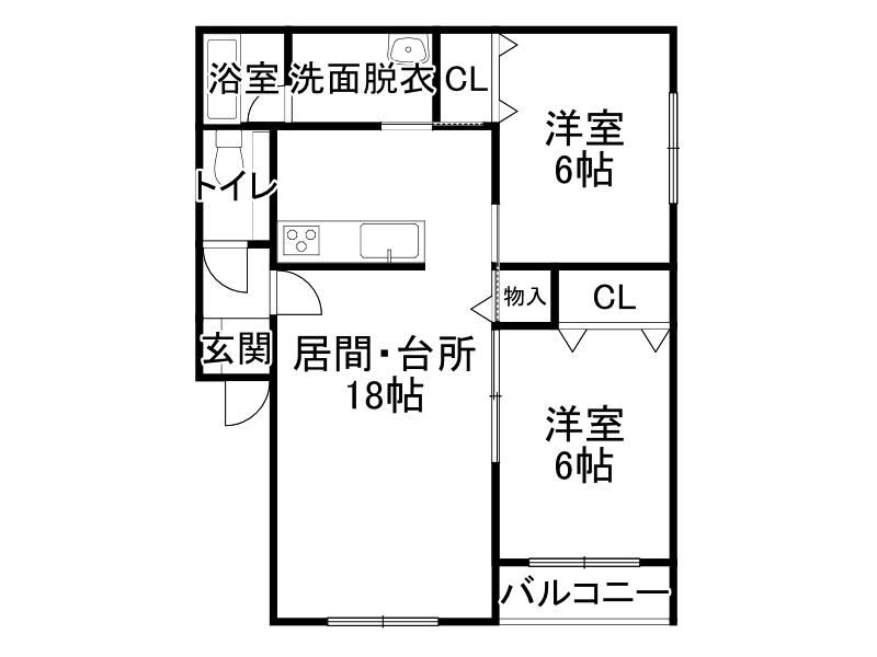 SABRINA(2LDK/1階)の間取り写真