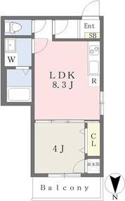 LIEN小路東I(1LDK/1階)の間取り写真