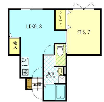 E-WIND I(1LDK/1階)の間取り写真