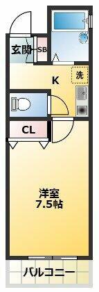 ベルジェール(1K/1階)の間取り写真