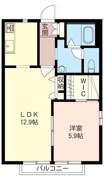 エピナール弐番館(1LDK/1階)の間取り写真