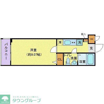 プレール・ドゥーク東中野(1K/2階)の間取り写真