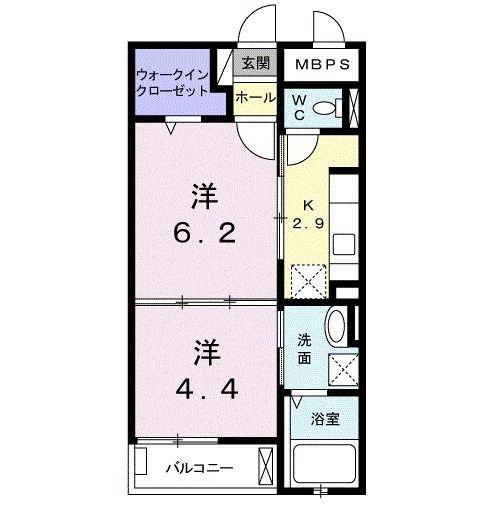 ライルII(1DK/2階)の間取り写真