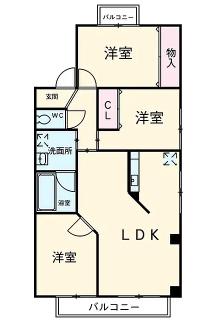 ビューラー・佃(3LDK/2階)の間取り写真
