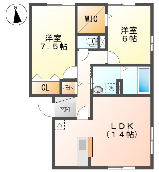 ピュアタウンA(2LDK/1階)の間取り写真