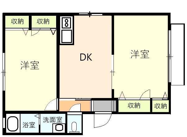 サンライズ21 B(2DK/1階)の間取り写真