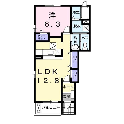ファミーユ1(1LDK/1階)の間取り写真