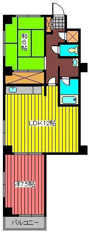 シャンブル石山(2LDK/2階)の間取り写真