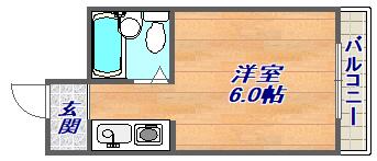 CASA OKAZAKI(ワンルーム/2階)の間取り写真