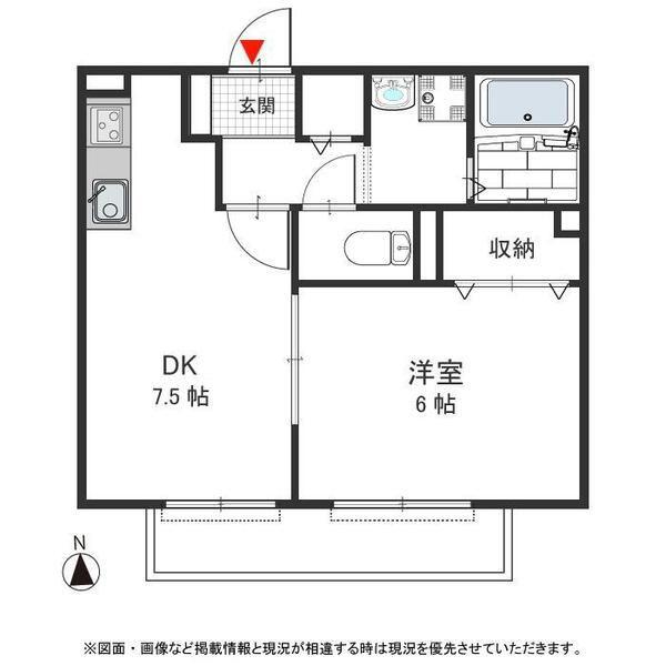 リバーサイド・ルーチェC棟(1DK/2階)の間取り写真