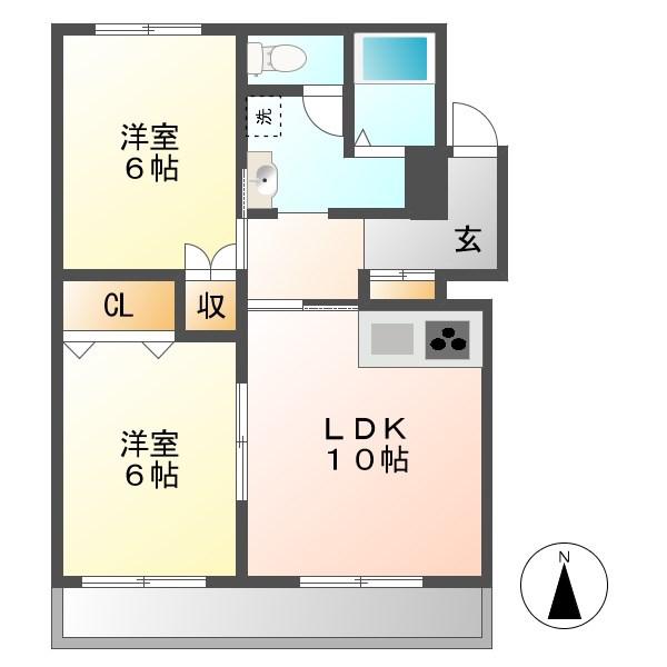 グランドパレス松山(2LDK/1階)の間取り写真