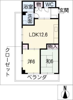 ユタカハイツ(2LDK/3階)の間取り写真