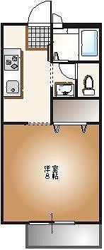 サン・イーグルA棟(1K/1階)の間取り写真