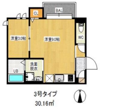 レガレスト井尻(1LDK/3階)の間取り写真