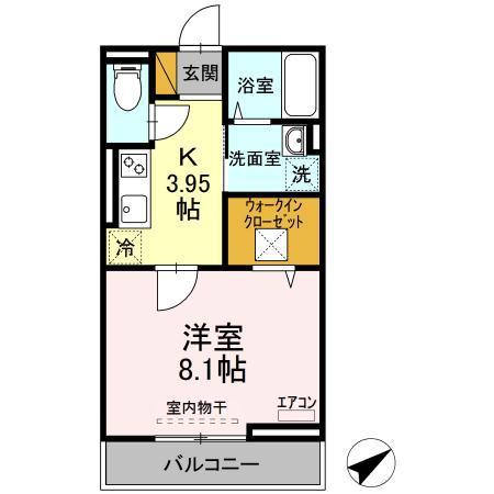 エスペランサ八幡宿(1K/1階)の間取り写真