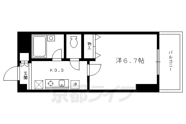 ヴェール一乗寺(1K/3階)の間取り写真