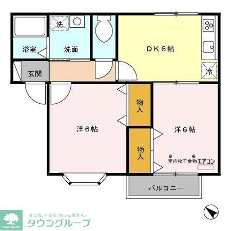 ミッテ・ベルク(2DK/2階)の間取り写真