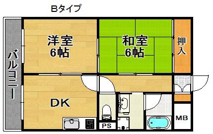 クレセントマンションA(2DK/3階)の間取り写真
