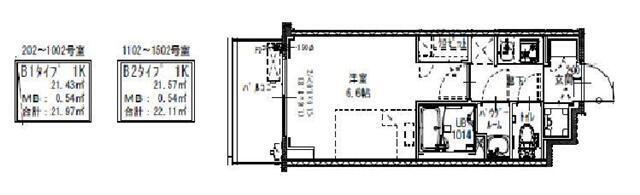 S-RESIDENCE福島玉川DEUX(1K/7階)の間取り写真
