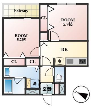 THE SHINAGAWA イースト RESIDENCEザ・シナガワ(2DK/4階)の間取り写真