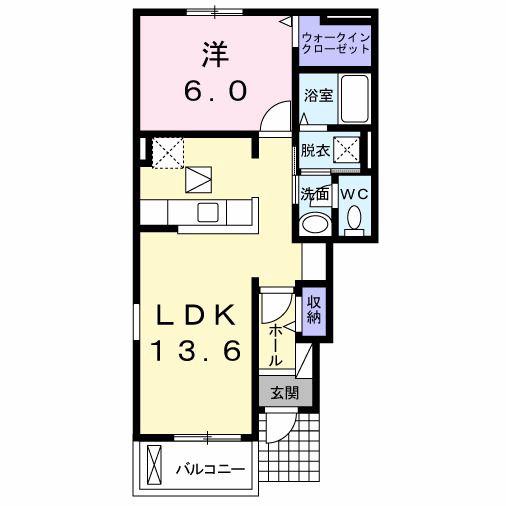 プランタンコートV(1LDK/1階)の間取り写真