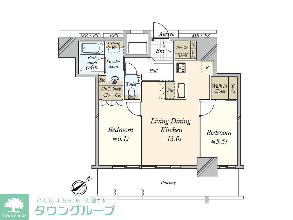 グランドメゾンTHE池下ガーデンタワー(2LDK/27階)の間取り写真