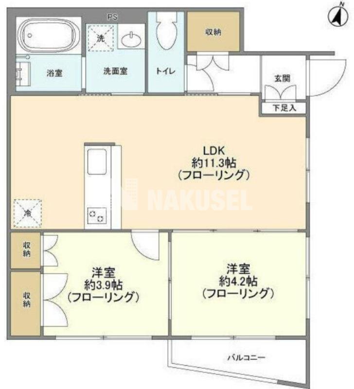NEMO柿の木坂(2LDK/1階)の間取り写真
