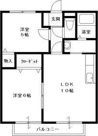 N・YハイツB棟(2LDK/2階)の間取り写真
