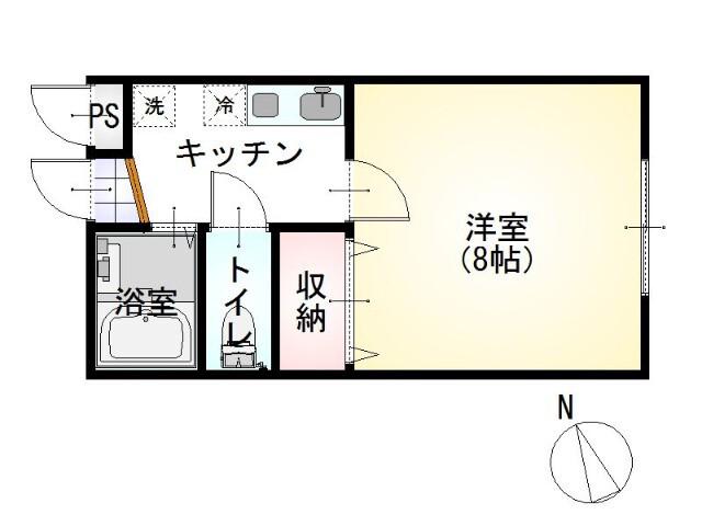 ラフィネ千秋城下町(1K/2階)の間取り写真