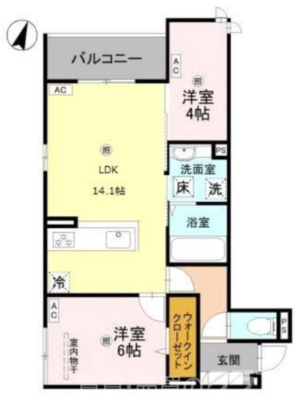 グランヴェールVII(2LDK/2階)の間取り写真