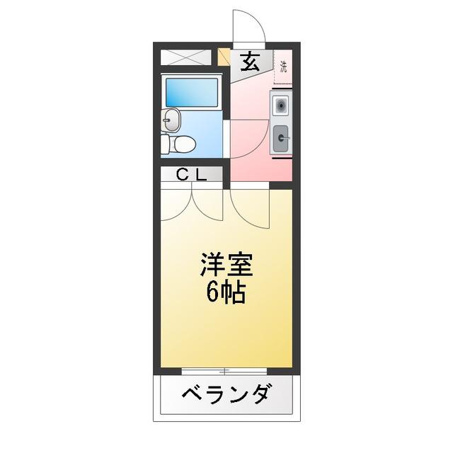 プレジオM(1K/4階)の間取り写真