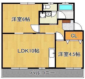 ユートピア葛原(2LDK/2階)の間取り写真