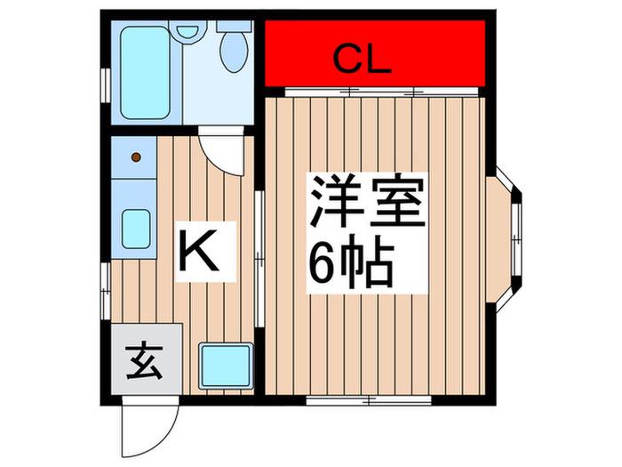 ハイツしらゆり(1K/1階)の間取り写真