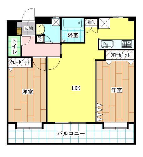 ニューリバー九工大駅前(2LDK/7階)の間取り写真