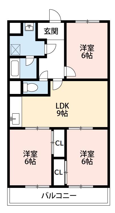 グリーン江口(3LDK/2階)の間取り写真