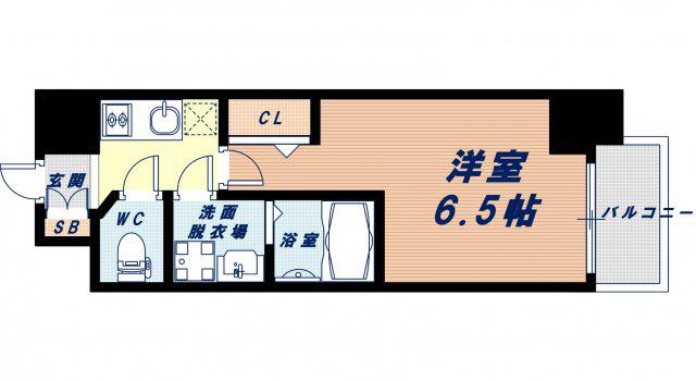 ファーストフィオーレ九条(1K/6階)の間取り写真