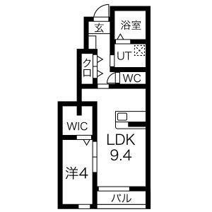 クロノス(1LDK/1階)の間取り写真