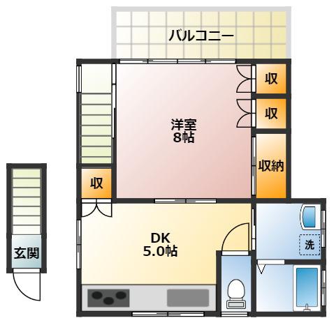 CORNER N 2(1DK/2階)の間取り写真