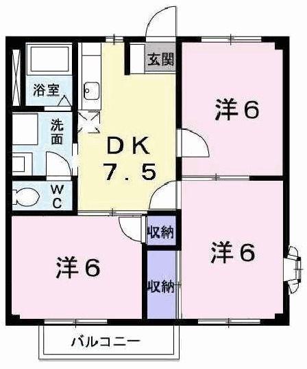 カームSTI(3DK/1階)の間取り写真
