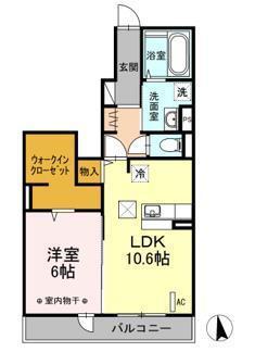 ルイティア VI(1LDK/1階)の間取り写真