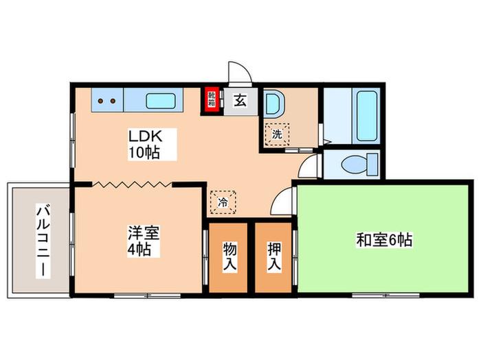 第一フラワーヒルズ(2LDK/2階)の間取り写真