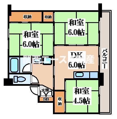 ビレッジハウス石生(3DK/1階)の間取り写真