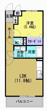 アベニール荒田(1LDK/3階)の間取り写真